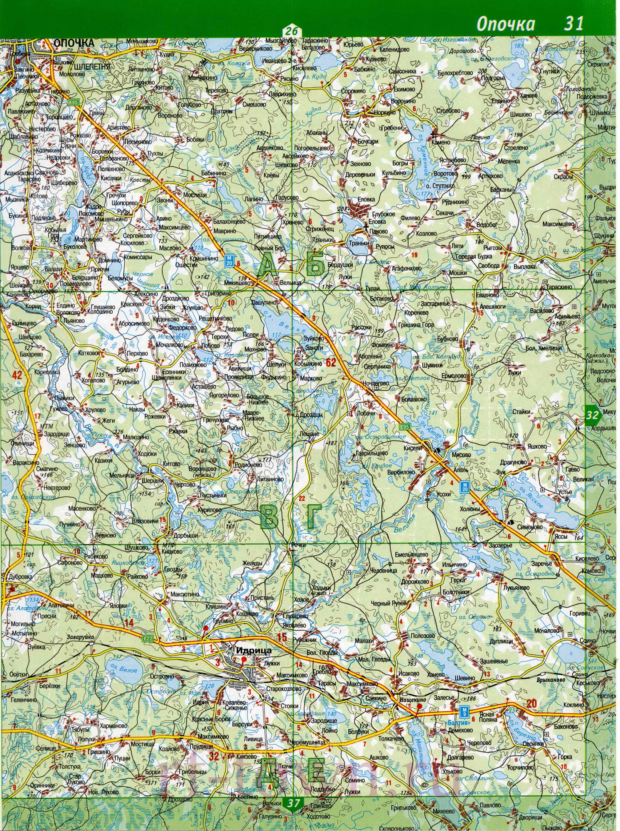 Карта Пустошкинского района. Карта дорог Пустошкинский район Псковской области, A0 - 